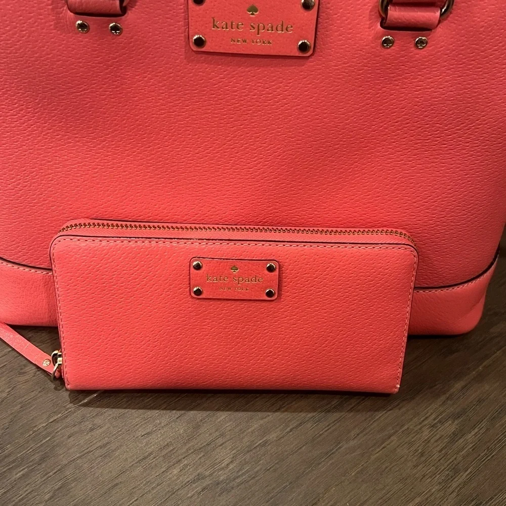 Kate Spade Vibrant Coral Satchel and Wallet - Picture 2 of 8